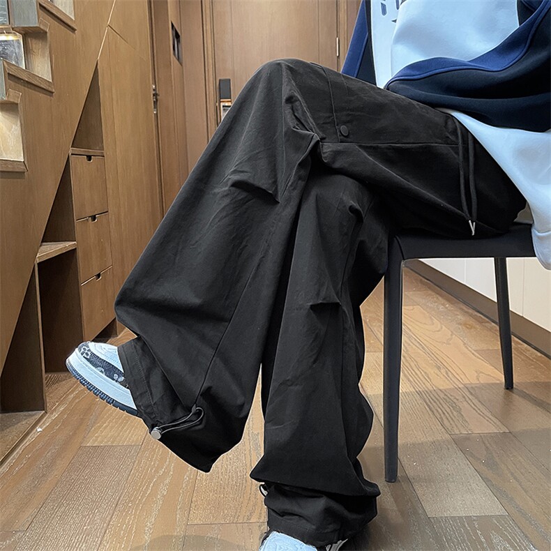 秋款男休闲裤工装按扣拼接褶皱宽松长裤h0630P45,男装休闲裤,星座1013-1