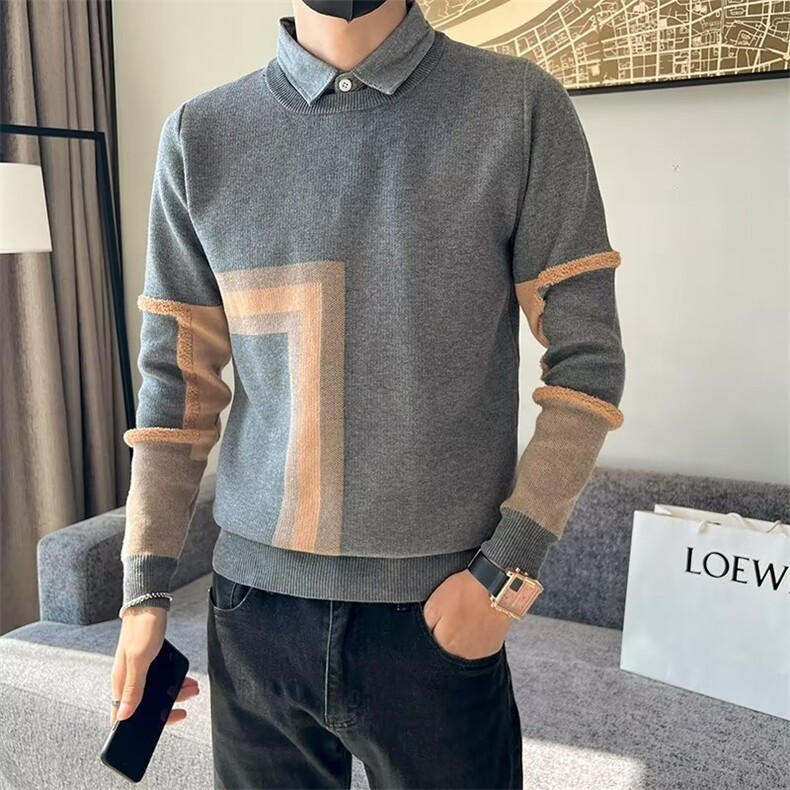 假两件衬衫领毛衣秋冬男士轻熟风休闲线衣Y3347P65,男装针织衫/毛衣,星座1116-2