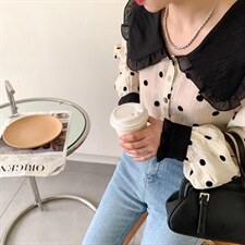 大领子点点衬衫，女装衬衫，尚+