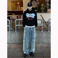 B221美式ins高街暗黑小众渐变色宽松工装牛仔裤LK23143-P80控108，男装牛仔裤，电商B221