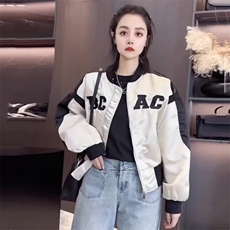 美式复古撞色棒球服女士2025秋季新款高级感短款外套宽松夹克上衣，男装夹克，星座1210-1