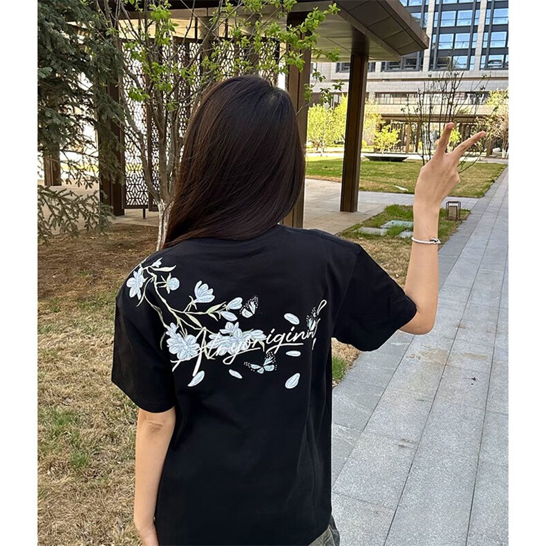 万针全刺绣解构设计260克重磅双纱纯棉高品质美式高街短袖T恤特35,男装T恤,电商A486