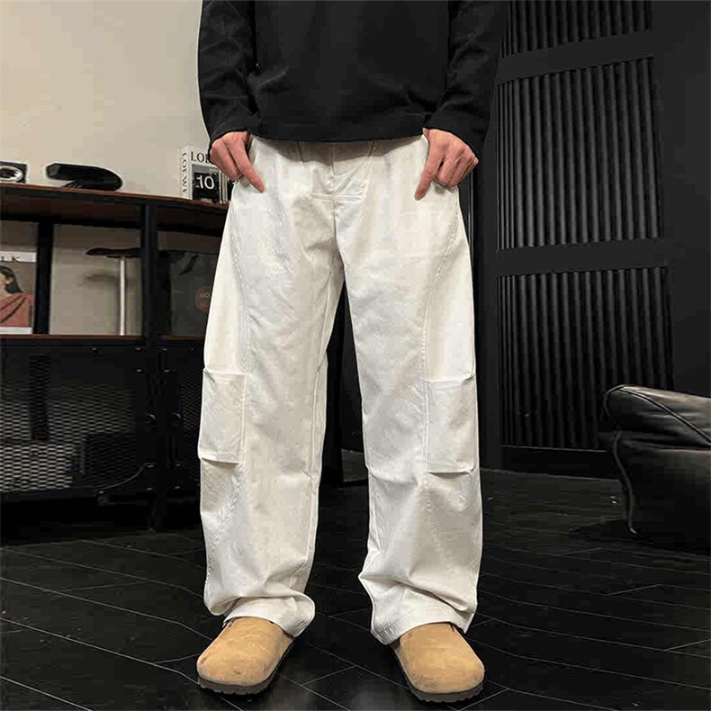 JY777-P45宽松美式阔腿裤百搭立体拼接黑武士休闲弯刀裤潮，男装休闲裤，星座1501-3