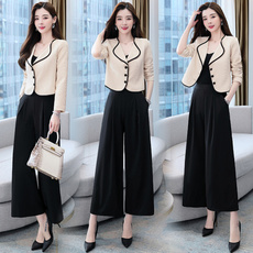 2023秋季时尚简约大方气质优雅收腰显瘦休闲修身百搭潮流两件套，女装套装/套裙，芭米依尚