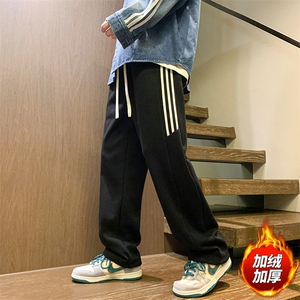 港风新款男百搭设计感潮流情侣加绒港风休闲裤K58H-P45