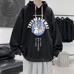 WY2160-P35 纯棉连帽卫衣男大码运动帽衫宽松薄外套男图片