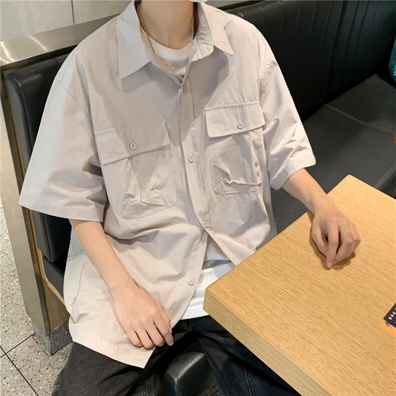 工装衬衫男港风潮流多口袋痞帅个性2024夏季新款ins外套CY852-P35,男装衬衫,星座412-2