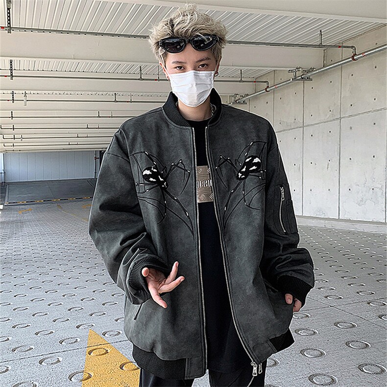 2025秋刺绣pu皮夹克男女款拉链棒球服外套JK8555,男装夹克,星座1108