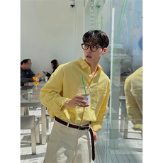 亚麻多色翻领长袖衬衫男夏季薄款透气百搭外套防晒衬衣C033-P45，男装防晒衣，星座1004-3
