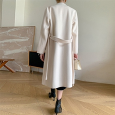 时尚百搭简约羊毛大衣慵懒风秋冬单品显瘦修身长款外套，女装双面呢大衣，乾庄羊绒