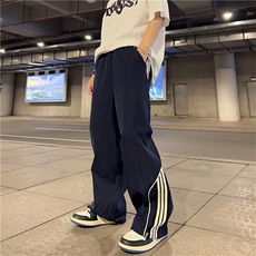 美式复古工装裤男藏蓝色宽松休闲裤长裤设计感直筒阔BK493-P40，男装休闲裤，星座1109-3