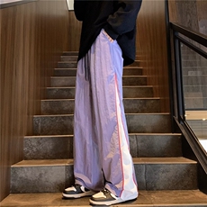 街头ins设计感微喇休闲裤美式拼色百搭阔腿直筒小众长裤GA040-P36，男装休闲裤，星座1008
