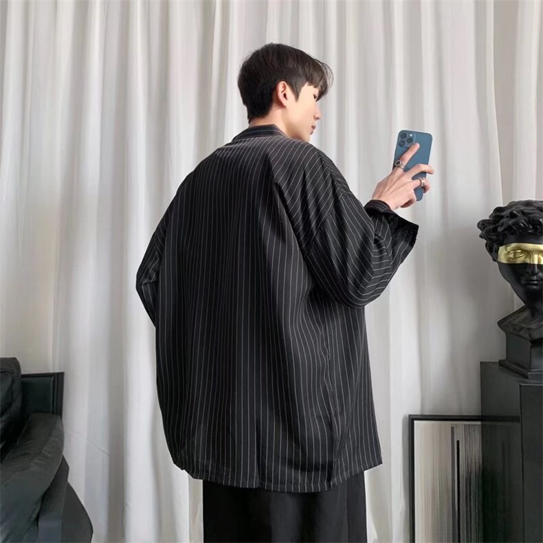 长袖条纹衬衫男港风潮流S07P34,男装衬衫,星座1116-2