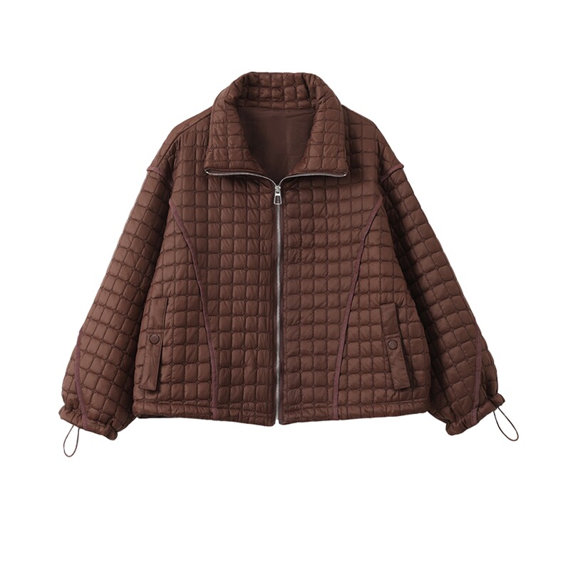 现货2024冬季新款宽松百搭休闲绗棉轻薄款棉衣,女装棉衣/棉服,深水步