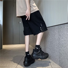 排扣拉链短裤男夏季美式高街五分裤潮牌宽松痞帅休闲中裤-DK221，男装休闲裤，星座601-2