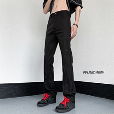 B221美式ins高街暗黑小众铆钉修身小脚休闲裤子LK23092-P60控78，男装休闲裤，电商B221
