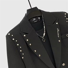 铆钉设计小西装男202春季新款小众双排扣绑带西服外套W6903-P67，男装西服套装，星座412-3