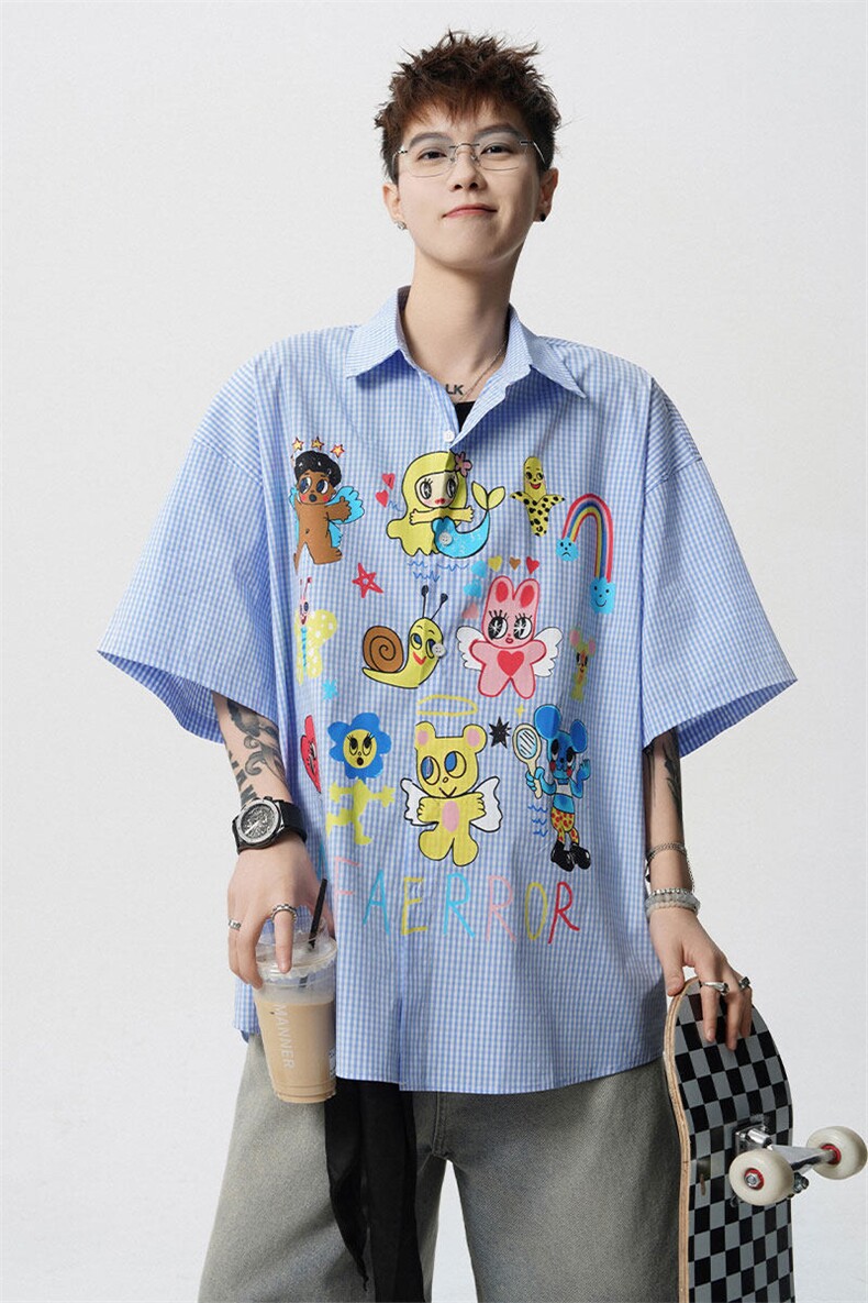 CS1128-P60控98高品质夏季新款设计感大码冰丝短袖情侣衬衫,男装衬衫,电商A059