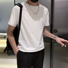 新款休闲宽松刺绣字母冰丝短袖T恤男潮流百搭纯棉半袖衫tG32，男装T恤，星座1116A-2（原606A-1）