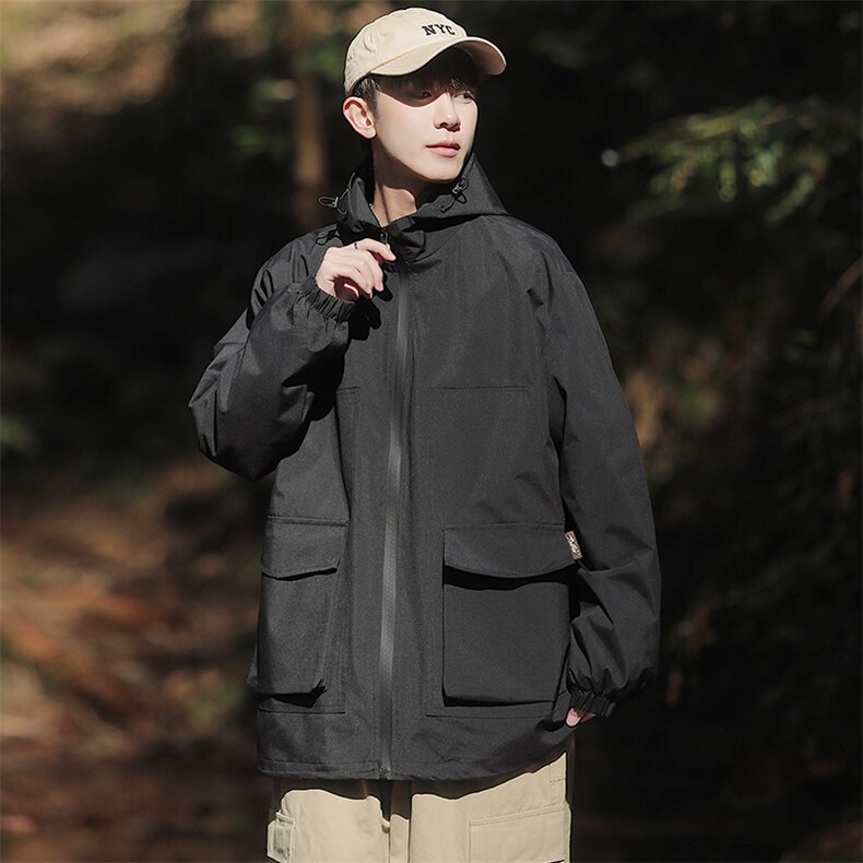 新款连帽冲锋衣夹克男撞色潮流休闲外套JK2301-P68,男装夹克,星座717