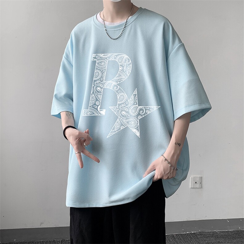 华夫格t恤男短袖男大码五分袖大皂风HT73328-P22,男装T恤,电商A040
