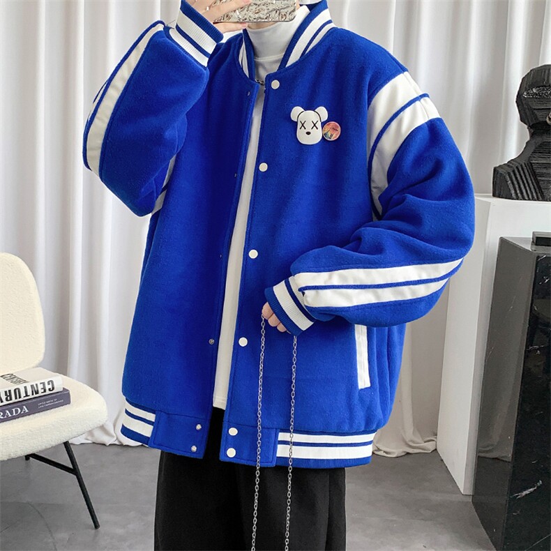 冬款加棉加厚棉服徽章饰品潮棒球服棉衣外套男士8125-P120控价158图片