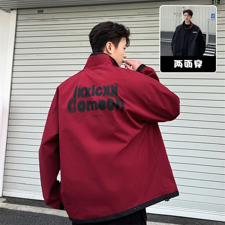 特批P55无差价春新满天星正反穿穿男高级感痞帅翻领夹克外套J2663,男装夹克,电商A001-1