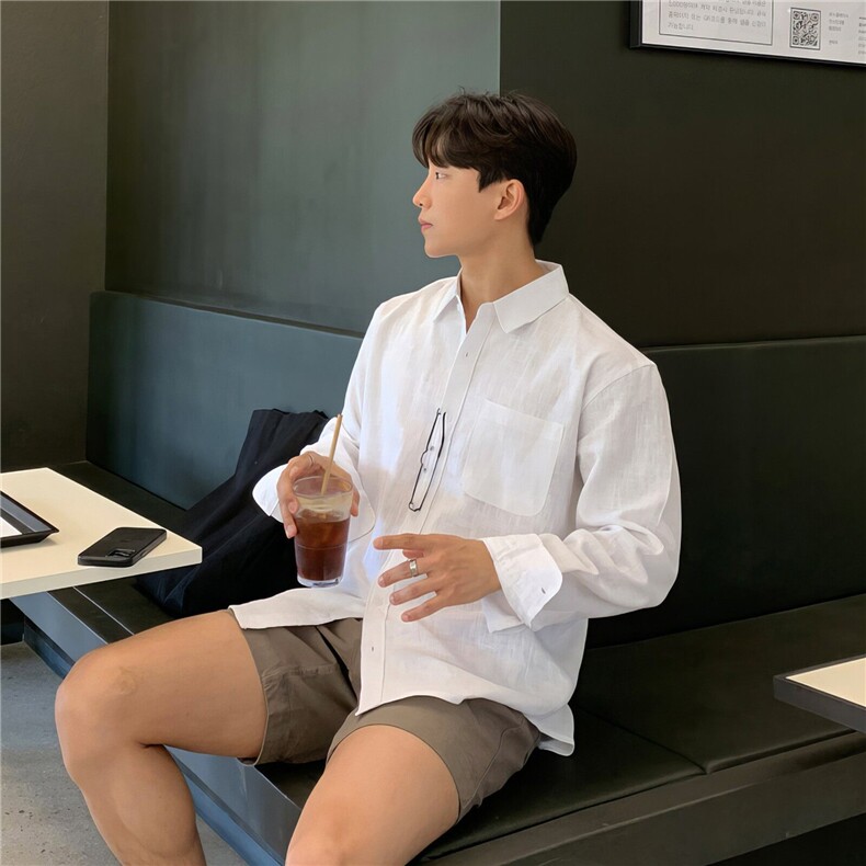 男长袖韩风轻熟风男装春夏季棉麻休闲衬衣CY01202P55,男装衬衫,星座1004（原星座815-3）