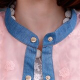 时尚女装夏季新款防晒衣甜美蕾丝拼接牛仔领长袖外套显瘦百搭上衣，女装防晒衣，凯瑟曼