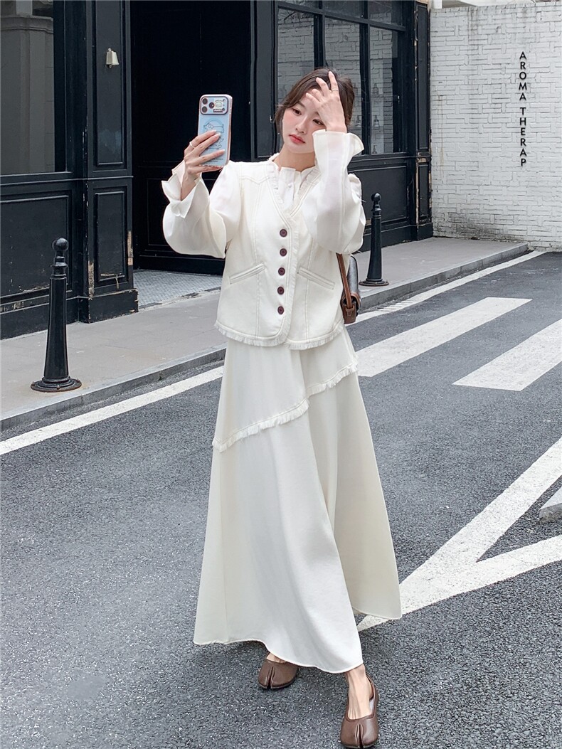 韩版流苏三件套马甲十衬衣十裙子三件套套裙2C267-119-P215-K305,女装套装/套裙,茵姿媚