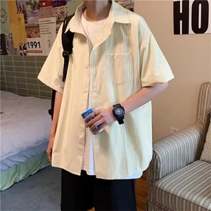 方领修身新款青春流行春日系气质潮五分袖潮男衬衫原宿LS242 P29图片