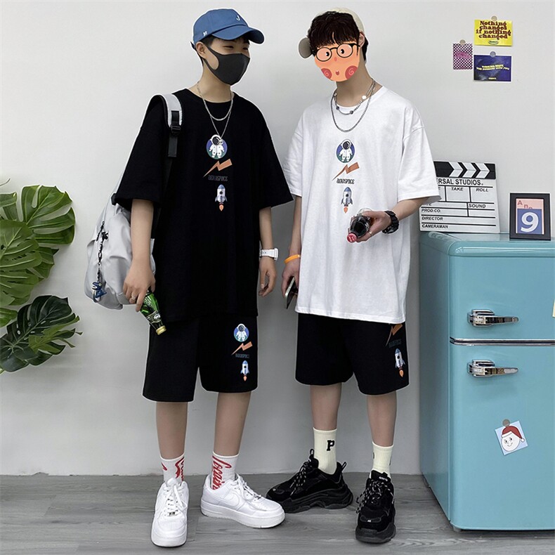 短袖t恤男2023新款潮牌夏季套装青少年衣服夏装A161-2-TZ03-P50,男装休闲套装,电商A161-2