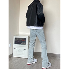 B221美式ins高街暗黑小众个性微喇牛仔裤LK23018-P65控88，男装牛仔裤，电商B221