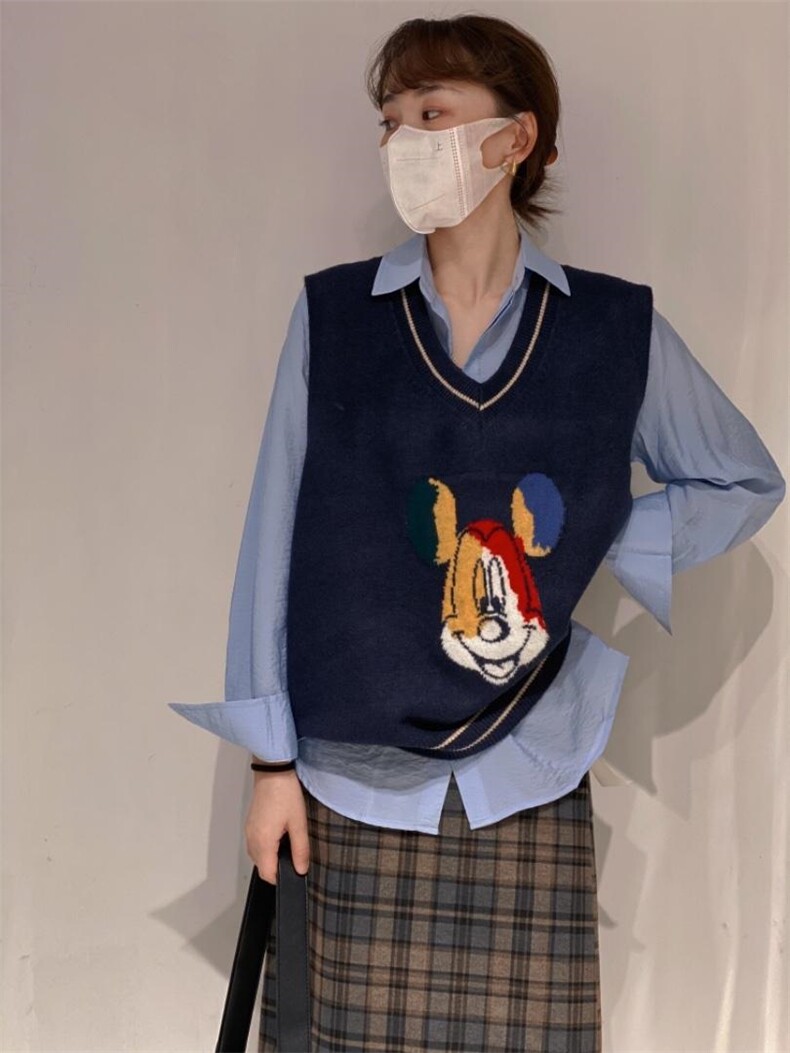 七彩米奇头马甲，女装马甲，驿谷