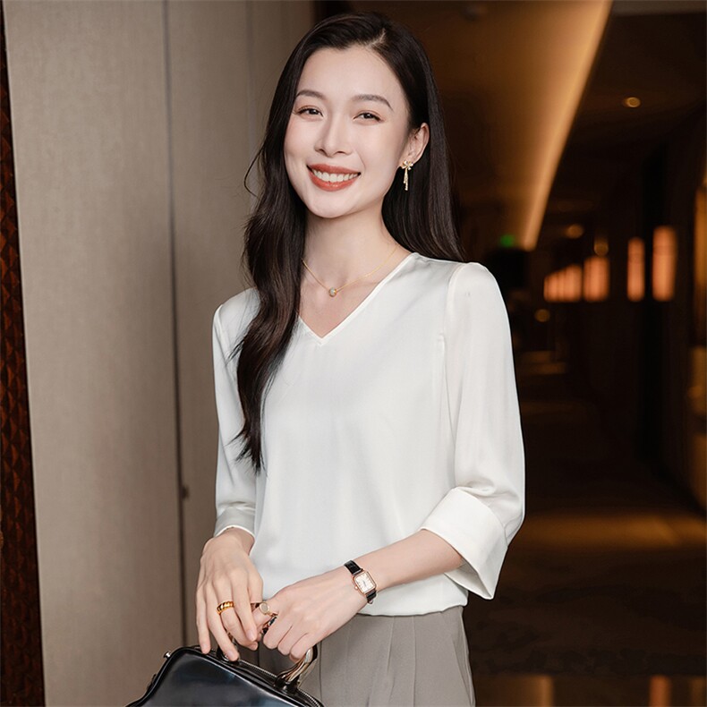重磅真丝衬衫女2026新款夏季高端气质小衫真丝五分半袖上衣,女装衬衫,阿舍尔精品