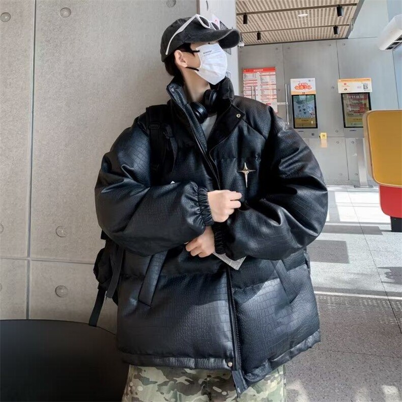 【有货】DW362-P98新款pu皮棉服男2025冬季面包服潮牌加厚棉衣,男装棉衣,星座603-2