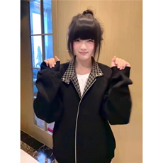 简约慵懒文艺美式复古拼接哈灵顿夹克外套潮流流行ins新款气质，男装夹克，星座1210-1