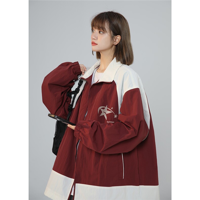中性风23新款秋季时尚百搭宽松字母印花情侣夹克外套F401P75控98,男装夹克,A247A