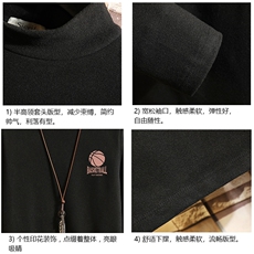 BT40237-P30半高领长袖t恤男大码内搭打底衫男砖墙，男装T恤，电商A040A