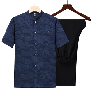 夏季中老年男士中式唐装套装风香云纱居士服汉服TR2305-P105,秋季男装显白搭配图片
