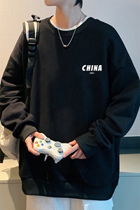 S6248-P28 加绒款-P33 秋季圆领卫衣男大码韩版宽松长袖外套图片
