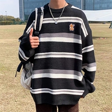 趣刺卡通绣针织衫男圆领宽松套头M678P40，男装针织衫/毛衣，星座1116-2