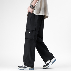 夏男工装裤大口袋四面弹冰丝褶皱宽松直筒加大码M-5XL h670 P40图片