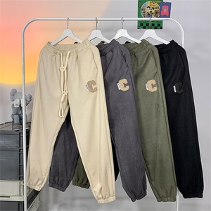 港风麂皮绒休闲裤男包边包条宽松大码束脚卫裤 KP602 P48图片
