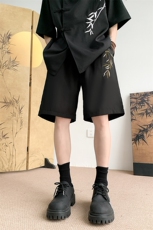 K9071/P25夏季新款新中式风格刺绣冰丝短裤男宽松五分裤男中裤子，男装牛仔裤，电商A141