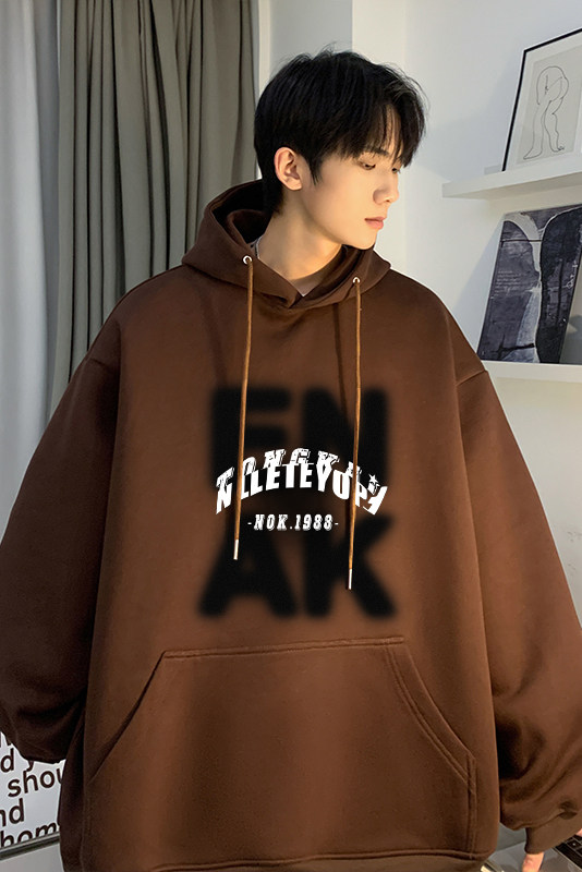 抖音品质潮流字母印花宽松落肩袖连帽卫衣JK23356特批30控49,男装卫衣,星座605(原A050)