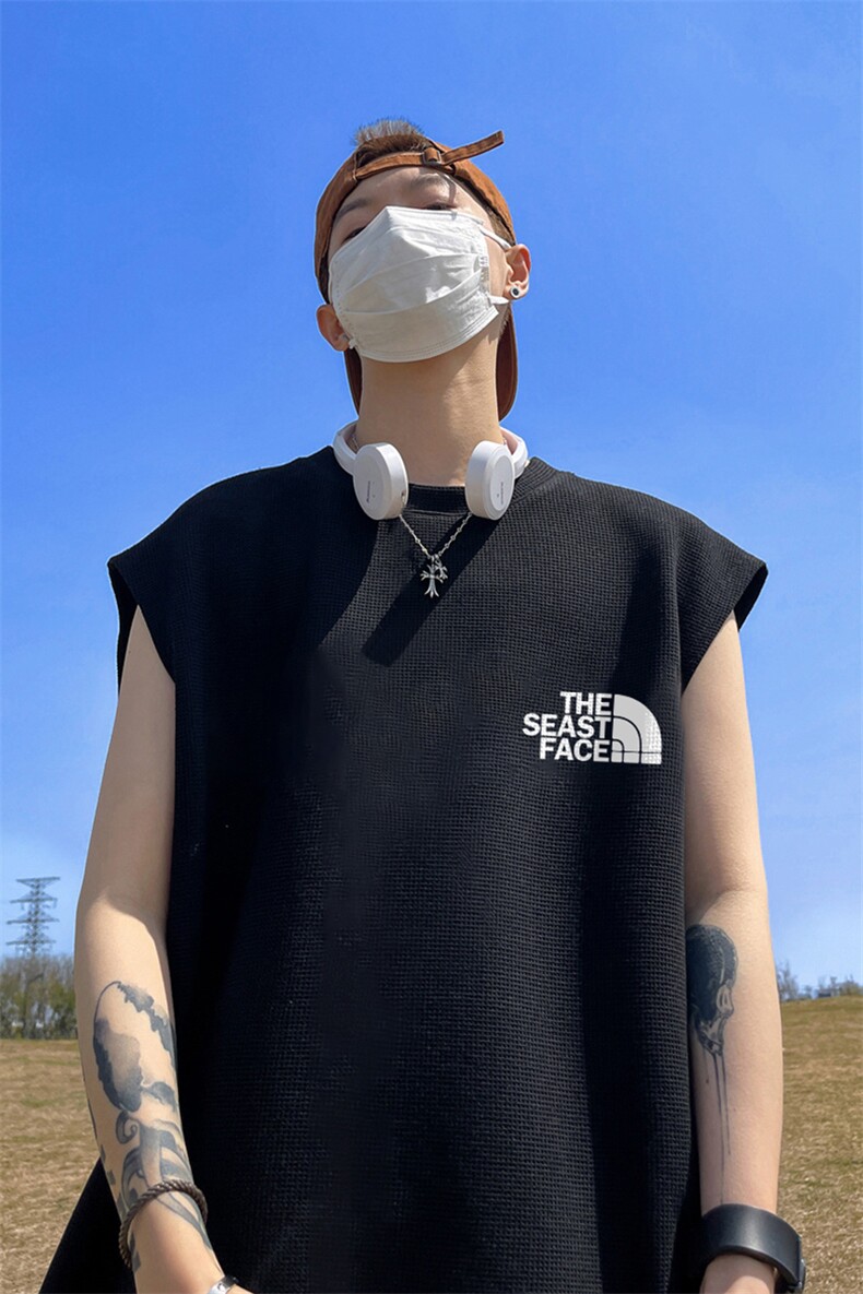 华夫格背心重磅220克北面印花HB730-P25控38（抖音不可售）,男装背心/马甲,星座508（原C305）