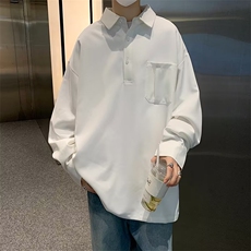 韩版潮流POLO衫男长袖纯色帅气百搭2024秋冬新款ins卫衣WB106-P34，男装Polo衫，星座412-3