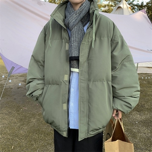冬季男潮牌立领美式复古宽松休闲高街棉袄军绿色棉衣W6210-P82图片