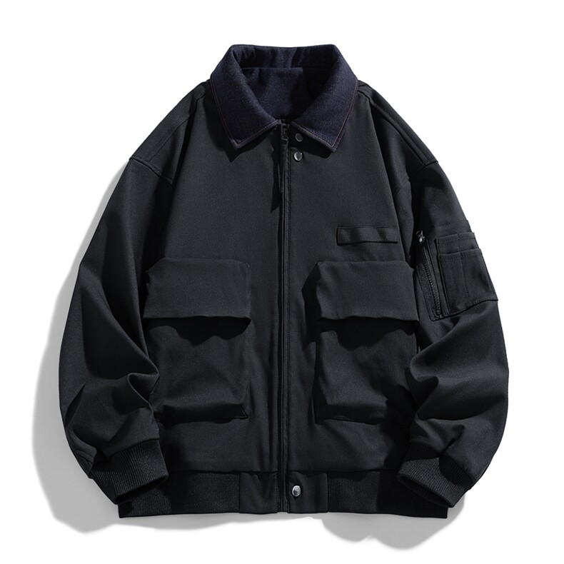 美式复古牛仔领拼接外套男宽松多口袋工装风夹克XZ309JK8632P85,男装夹克,星座309（原A406）